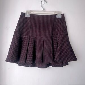 Love & Love Black & Red Grid Print Pleated Mini Skirt M